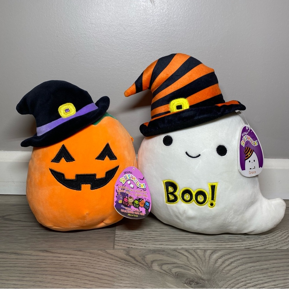 Squishmallows Halloween 2 Set Grace Ghost & Paige Pumpkin Plush Toy KellyToy NWT - Picture 16 of 16